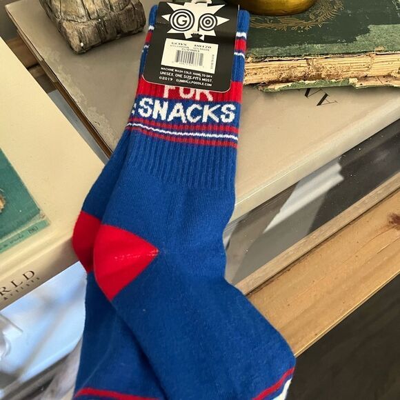 NWT Gumball Poodle unisex red, white & blue election I Vote For Snacks Gym Socks - Picture 2 of 5